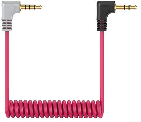 Cavo Microfono da 3,5mm TRS a TRRS Maschio a Maschio a Spirale, Angolo Retto per Collegare, Smartphone, Tablet con Rode SC7, VideoMic, VideoMicro Go, Boya e Altro Microfono Esterno.