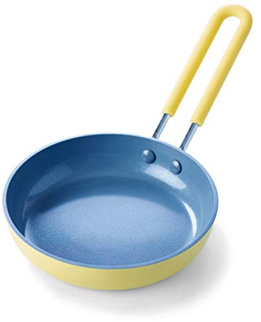 GreenPan Mini Healthy Ceramic Nonstick, 5 Round Egg Pan, PFAS-Free, Dishwasher Safe, Stay Cool Handle, Yellow