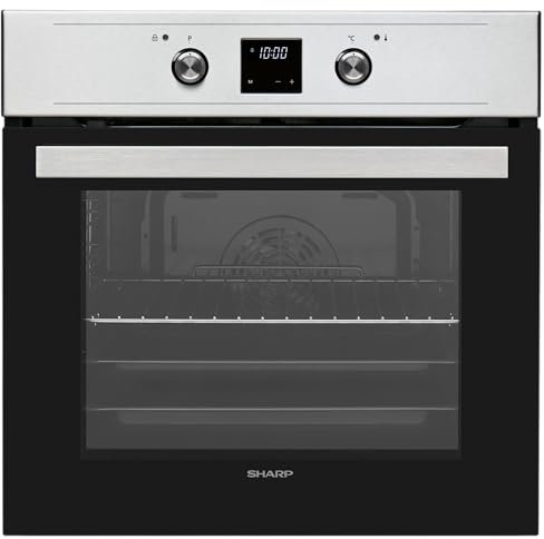 Sharp K-61DX28IM0-EU Einbau-Elektro-Backofen mit 68 L auf 5 Ebenen, Pyrolyse Selbstreinigung, 7 Heizarten (Heißluft), Edelstahl