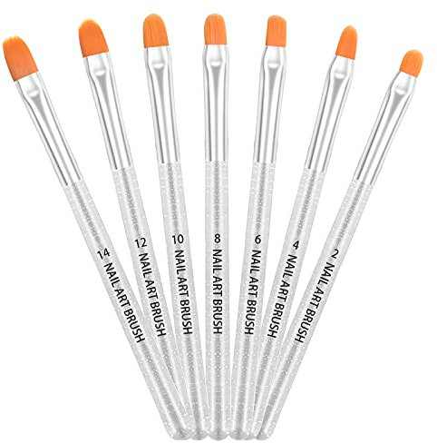 AvoDovA 7 Pezzi Pennelli per Unghie Set, Pennello Gel Unghie, Gel UV e Spazzola di Arte del Chiodo per Unghie in Acrilico, Spazzola per Ricostruzione Unghie Gel UV per Pittura Penna Strumento (B)