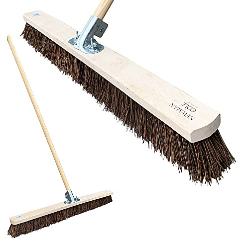 Newman and Cole 36” Wide Broom Outdoor, Extra-Large Heavy Duty Broom Sweeping Brush for Big Yards and Industrial Cleaning (36” Natural Bassine Siff Broom Complete with Handle)…