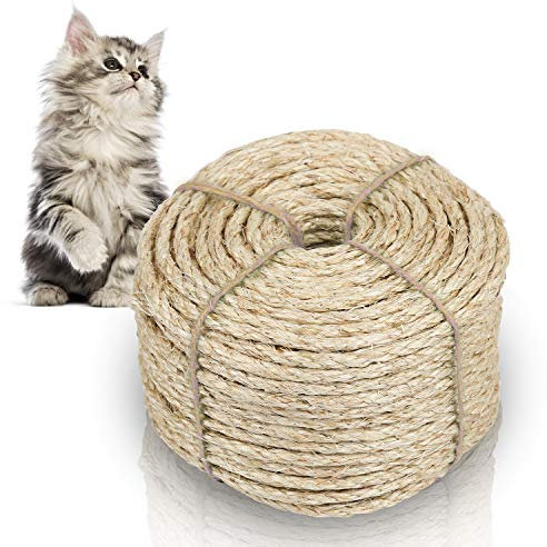 EINFEBEN Corde en sisal pour arbre à chat - 50 m - Corde en sisal de 6 mm - Corde en chanvre naturel - Pour la protection des jouets à griffer - Décoration de jardin et bricolage