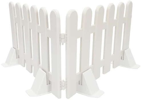 5PCS White Plastic Fence Picket Fence for Christmas Xmas Tree Wedding Party Decoration Decor White Picket Garden Border Edging for Grass Lawn Landscape Pathways (50 X 30CM)