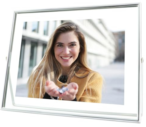 AhaGo Silver Floating Picture Frame, 8x10 Inches, Horizontal, For Photo 8x10, 7x9, 6x8, Classy For Wedding, Anniversary, Birthday