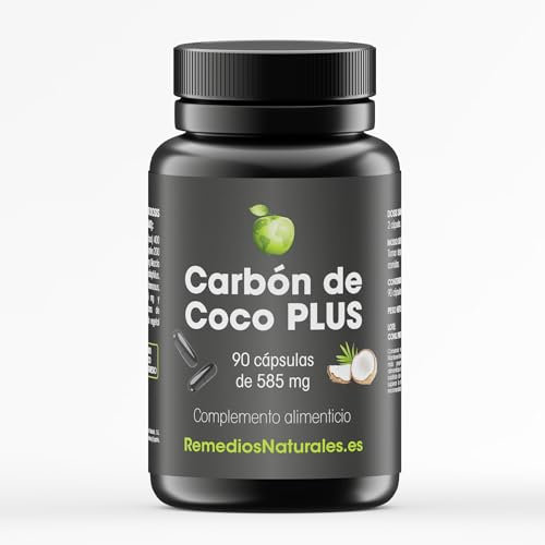 Carbón Vegetal de Coco PLUS, 90 cápsulas - Depura tu Organismo y Elimina la Pesadez y los Gases