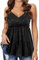 WIEIYM Damen Glitzer Oberteil Sexy V-Ausschnitt Ärmellose Verstellbare Trägertop Tank Tops Rüschen Gestufter Saum Shirt Cocktail Vest Festliche Pailletten Party Rave Outfit Bluse,A-Schwarz,2XL
