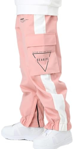 HOUZONIY Pantalones de esquí para mujer, impermeables, resistentes al viento, softshell, ajuste ancho, pantalones de snowboard, adecuados para deportes al aire libre