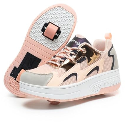 ENEN Chaussure a Roulette, Chaussures a roulettes Retractable Garçons, Basket Roulette pour Fille Enfant Roller 2 Roues Déformable Adolescents pour Intérieur Extérieur 35