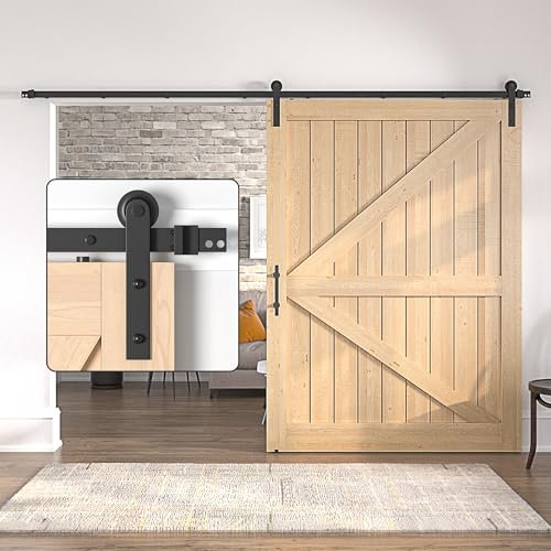 SANKEYTEW 305cm schiebetürbeschlag, schiebetür komplettset, schiebetür schiene, schwarz Schiebetür Spur（Tür nicht inbegriffen）