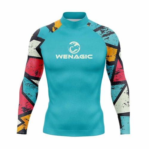 Surf Dykning Långärmad Skins Rashguard Snabbtorkande Simning Löpning UPF 50+ Surfing Strand Rash Guard T-shirts Gym Kläder, 7, M