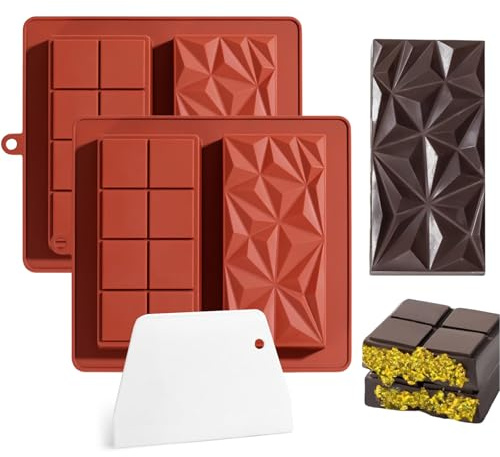 AstraGlam Dubaï Lot de 2 moules à chocolat en silicone pour pistache Kadayif Pralines Cheveux d'ange Fils de pâte Moule en silicone Pâtisserie Créations créatives de chocolat pour toutes les occasions