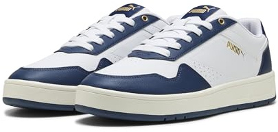 Puma Sneaker Unisex Court Classic, Puma Bianco Blu Persiano PUMA Oro, 44.5 EU