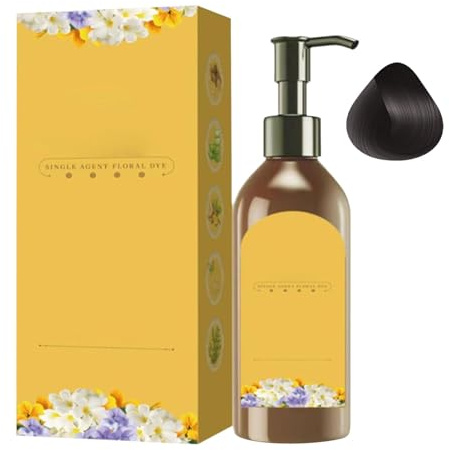 Tinte floral de dosis única vegetal Tinte de color de cabello de dosis única Tinte de cabello negro para mujeres Color de cabello de agente único para adultos, mujeres, hombres, abuela