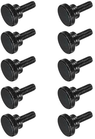 QUARKZMAN 10Pcs Vis Moletée M8 x 20mm Vis Moletées à Oreilles, Vis à Tête Plate en Acier Noir, Boulons Moletés Métriques avec Poignées à Épaulement, Fixations Filetées à Serrage Manuel