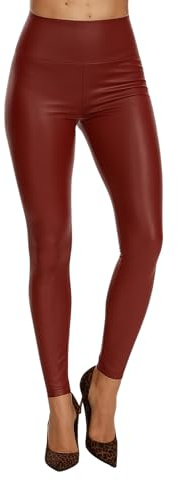 Leggings for Women High Waisted Leggings Tummy Control Pants Trousers Regular Size (UK, Numeric, 14, Regular, Regular, Burgundy)