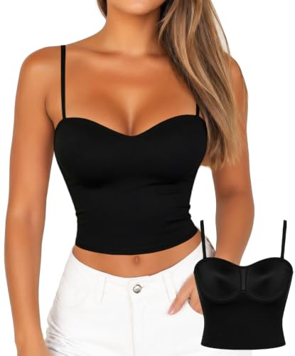 Navneet Women Sweetheart Neck Built in Bra Top Padded Crop Top | Removable Straps Cami Top Sexy Tube Tops Going Out Tops Night Out Club Tops Festival Outfits