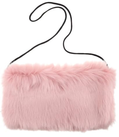 MAGICLULU Faux Hand Muffs for Women Winter Warmers with Multifunctional Design and Antislip Feature, Plush Pink Pouch Suitable for Office and Everyday Activities