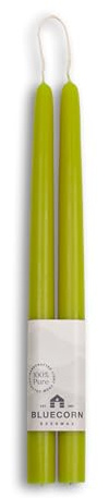 Bluecorn Beeswax Taper Candles, 100% Pure Natural Bees Wax, Pair of 12 Inch Sage Green Tapered Candlesticks, Clean Burning & Dripless, Fragrance Free, Long Lasting, Home Decor, American Made, 1 Count