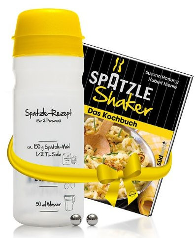 Schwäbisches Starter-Kit: Originaler Spätzle-Shaker (GELB) + Kochbuch