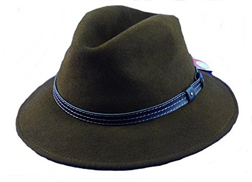 AW-Collection Rollhut Wollhut Regenhut Outdoorhut Jagdhut braun 100% Wolle Gr. 54-60 (55)