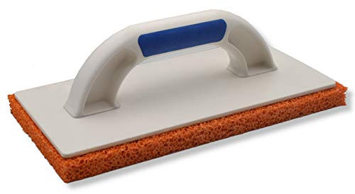 DEWEPRO® Schwammscheibe - Reibebrett (PS) mit 20mm Schwammgummi-Auflage - 280x140mm - 2-Komponenten Handgriff - Putzerbrett - Maurerbrett - Putz