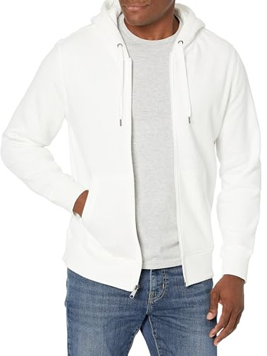 Amazon Essentials Sweat à Capuche en Polaire avec Fermeture Éclair intégrale (Grandes Tailles Disponibles) Homme, Blanc Vif, XL