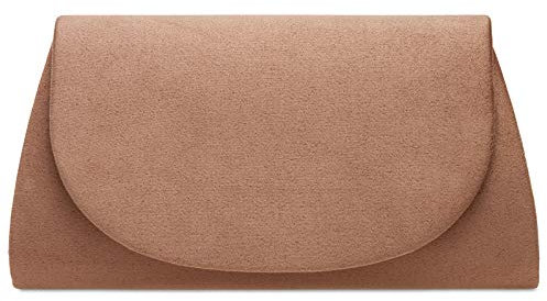 Caspar TA525 Damen elegante Textil Velours Clutch Tasche Abendtasche, Farbe:altrosa, Größe:Einheitsgröße