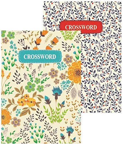 Squiggle Pocket Floral Crossword Challenge Books - 110 Puzzles per Book, Set of 2