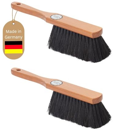 Novaliv 2X Mischung ROSSHAAR Handfeger Set Besen weiche Borsten - Mix Rosshaar Handfeger Auto Besenbürste - Idealer Schneebesen Auto Rosshaarbesen Mix Schrankbesen Naturborsten Hand Brush Handkehrer