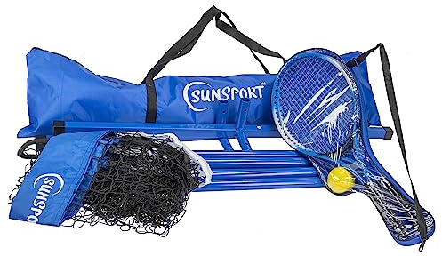 Sunsport Short Tennis Set - Racket, Ball & Net Outdoor Games for Families, Adults & Kids Easy Set up, Fun for All Ages, Durable Use for Summer, Beach, Garden & Parties