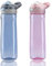 DEART 2-Pack 750ml grau&pink Wasserflasche mit Griff, BPA frei, automatische Gießwasserflaschen, Einhandbedienung, schnell ohne Stroh, einfach für Outdoor-Sportarten, Büro, Turnhalle etc.