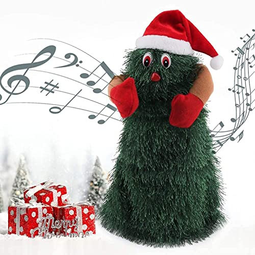 XIAOYIYI Albero di Natale Che Canta e Balla, Babbo Natale Musicale ballando e cantando Figura figurina a Pile, Natalizie Fatte a Mano, novità Ornamenti Natalizi Decorazioni