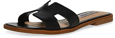 Steve Madden Women's Hadyn Sandal, Black Leather, 7.5 UK