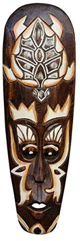 Wogeka - Maschera da parete a forma di tartarughe da 50 cm, in stile etnico Africa, in legno, idea regalo per Natale, compleanno, decorazione a mano di Bali Maske59 (Maske59a)