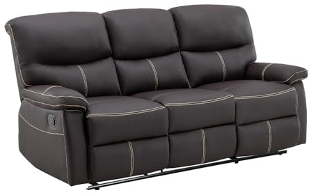 Vente-unique - Divano relax 3 posti Canby - similpelle - marrone