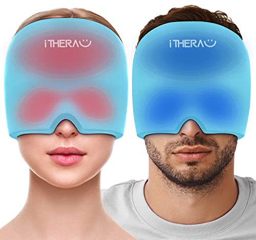 iTHERAU Cappuccio di Raffreddamento per l'emicrania 2pcs-Cappuccio per l'emicrania Cappello per il Sollievo Dell'emicrania Gel di Raffreddamento dei Cuscinetti