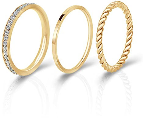 Joacii 18K Gold überzogene Versprechen Ringe für Ihre Frauen Stapelbare Ringe Daumen Ringe Set Komfort Fit Größe 10