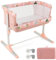 LIFEZEAL Lit Cododo Bébé avec Matelas, Lit d'Appoint avec Hauteur Réglable en 4 Positions et Inclinaison de 10°, 2 Sangles de Sécurité, Charge de 9 kg, Lit de Voyage Bebe avec Sac, 0-5 Mois (Rose)