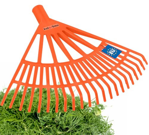 KOTARBAU® Râteau éventail 37 x 44 cm |Ramasse-feuilles |Rateau A Feuille Orange |Rateau Feuilles Jardin |Balai A Gazon |Rateau A Gazon |Balai A Feuilles |Râteau à Feuilles |Balai à Gazon sans tige