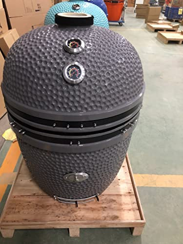 YNNI - Alimentador de virutas XXL gris de 27.4 pulgadas para horno Kamado, parrilla básica para barbacoa, incluye carrito TQ0C27GY