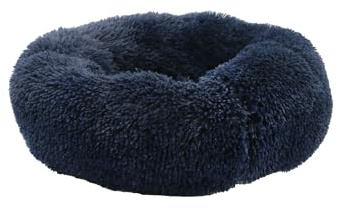 ANCOL Super Plush Donut Dog Bed in Navy - Comfortable Indoors Snuggle Pad with Raised Rim - Cosy Puppy Mat Sleeping Place - 50cm