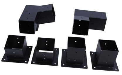 Wakects Pergola Brackets, 6Pcs Alloy Steel Angle Corner Bracket Fence Post Support Pergola Mounting Bracket Kit with Screws for 4x4in Wood Posts Canopies Carports Gazebo