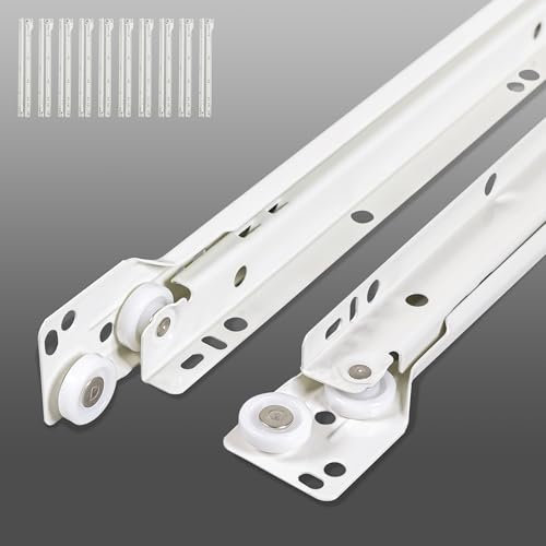 WelFurGeer 10 Pairs 16 Inch Drawer Slides, Drawer Slide Kit – Replace Drawer Track Hardware, Bottom Mount Cabinet Drawer Rails for Dresser, Wardrobe, Kitchen & Furniture