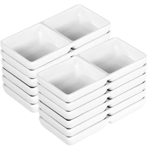 Soja Salsa Inmersión Bochas 12 unids/set de cuencos for salsa de inmersión doble, plato for salsa de soja, plato de plástico de melamina, bandeja for salsa, plato de Fondue dividido for fiestas