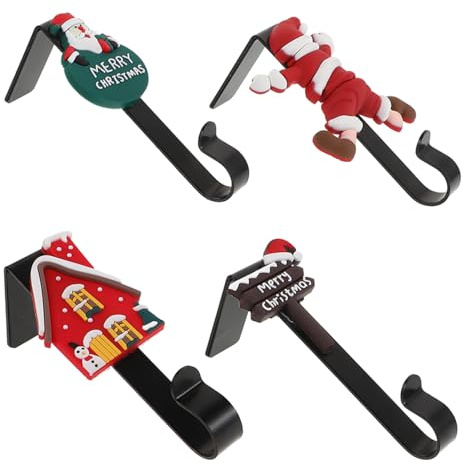 PRETYZOOM 4pezzi Ganci Per Calze Da Caminetto in Metallo Appendini Per Calze Di Natale Forma Di Decorazioni Festive Per Caminetti Ganci Antiscivolo Per Mensole Domestiche Forniture Natalizie
