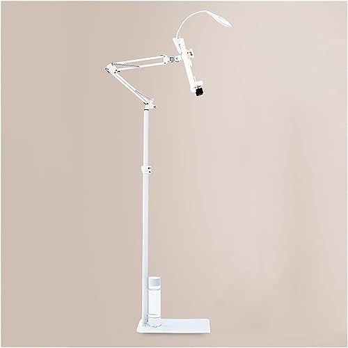 Supporto per libri per leggere a letto, leggio multifunzionale da pavimento resistente, supporto per tablet pieghevole, leggio con angolo di rotazione regolabile a 360 gradi, senza lampada (con lamp