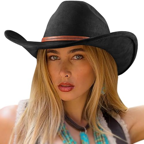 DRESHOW Sombrero de ala ancha Fedora para mujer Hebilla de cinturón Retro Panamá Floppy Hat