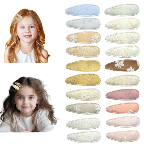 Lot de 20 barrettes à cheveux à imprimé floral pour filles, pinces à cheveux pour bébés, pinces à cheveux pour tout-petits, épingles à cheveux antidérapantes en métal