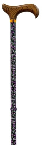 MAS QUE AYUDAS – Bastón para Mayores y Adultos Smart, Aluminio, Extensible y Portátil, Altura Ajustable 76-99 cm, Puño de Madera, Bastón para Caminar y Pasear, 320 g, Morado