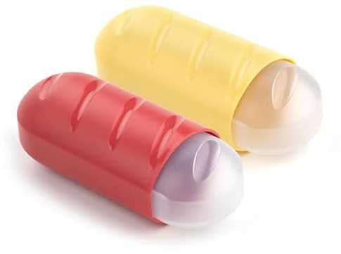 Tatay Porta Bocadillos Fresh | Set de 2 Unidades | Diseño Compacto, Extensible, Tapa Extraíble | Apto Congelador, Microondas y Lavavajillas | Libre de BPA | 7,7 x 6,7 x 18–25 cm, Amarillo y Rojo